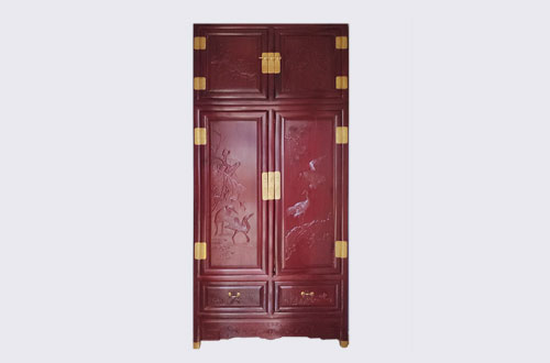 高州高端中式家居装修深红色纯实木衣柜